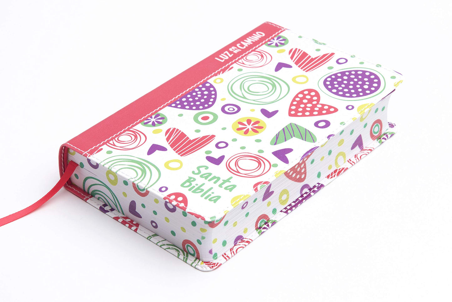 Biblia NVI Luz En Mi Camino Corazones Multicolor Simil Piel