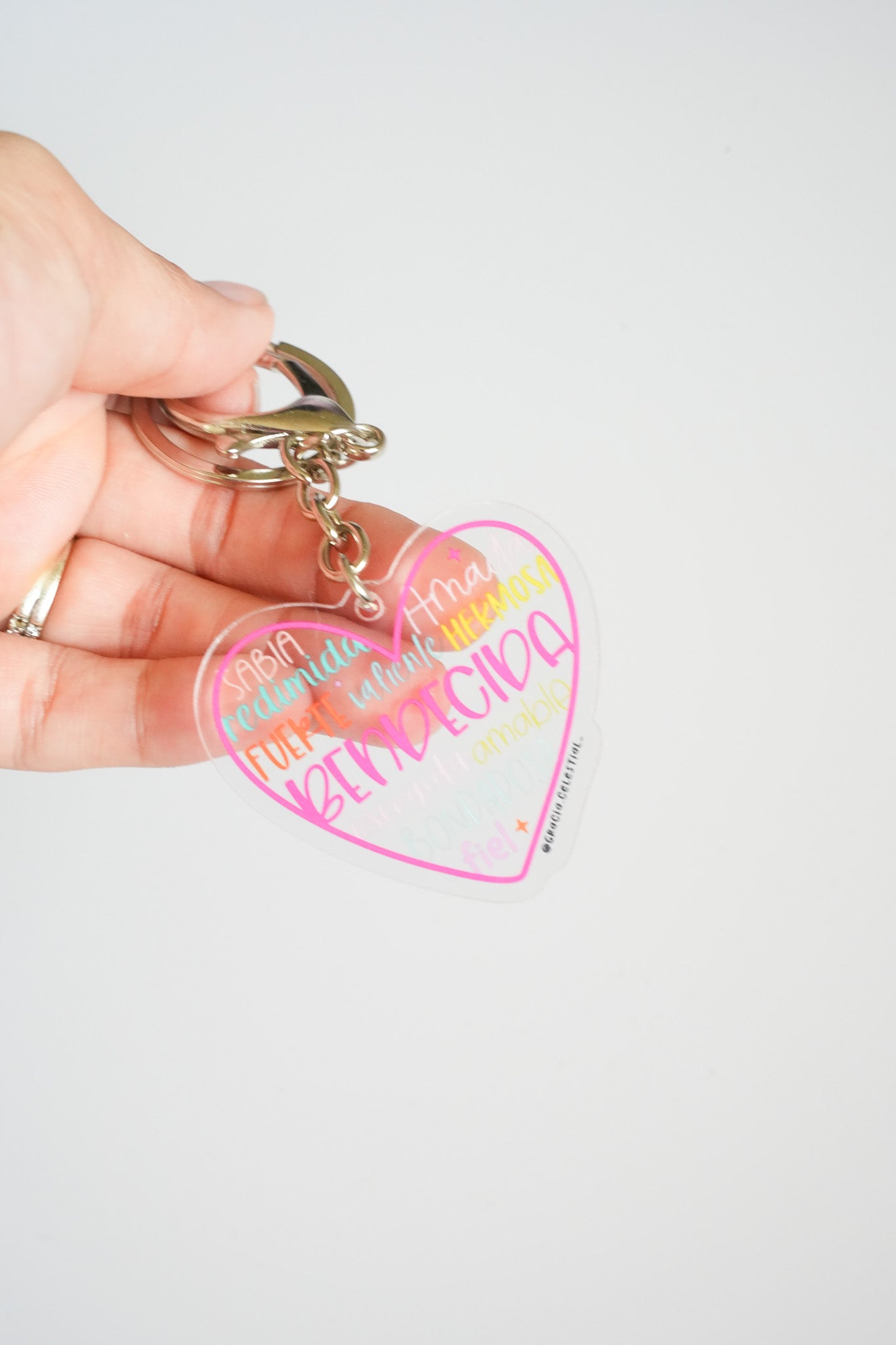 Palabras de Fe Corazón Keychains