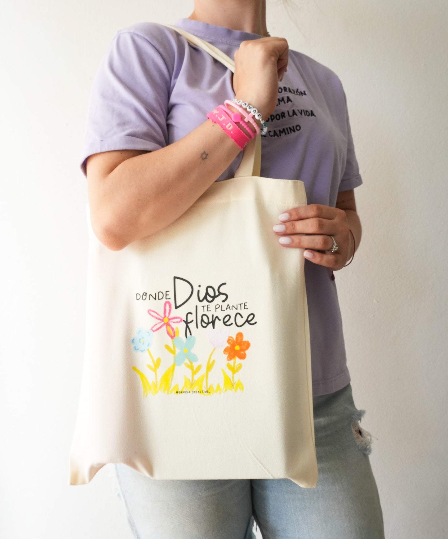 Tote Bag Donde Dios te plante florece