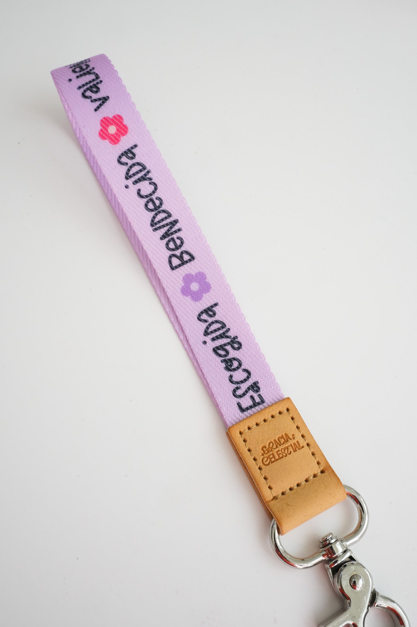 Palabras de Fe Violeta Wrist Key Chain