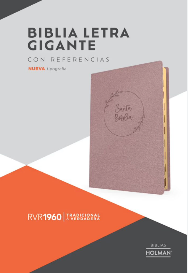RVR 1960 Biblia letra gigante, rosa perla, símil piel,