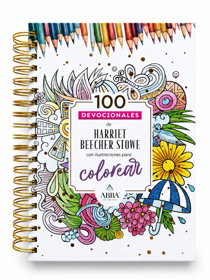 100 Devocionales Libro de Colorear Harriet Beacher Stowe (rosa)