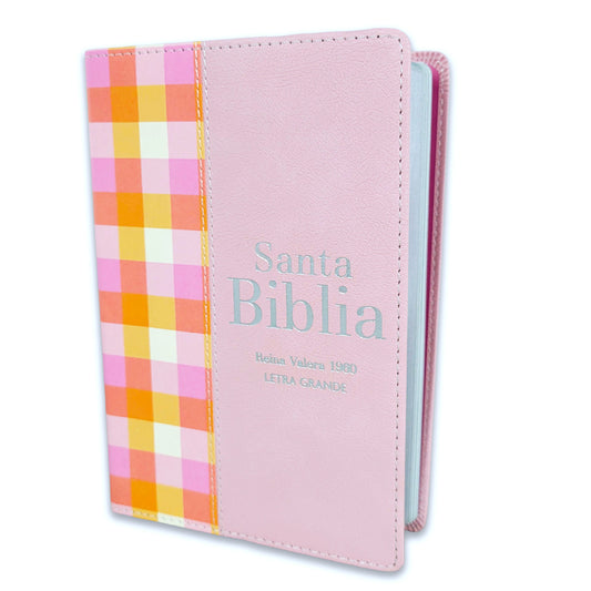 Biblia Letra Grande compacta Rosa y naranja