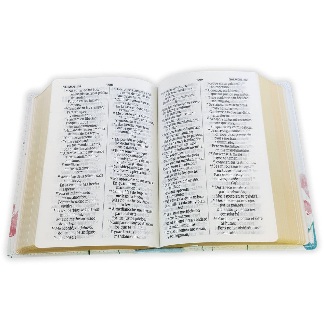 Santa Biblia Letra Grande Compacta azul con flores