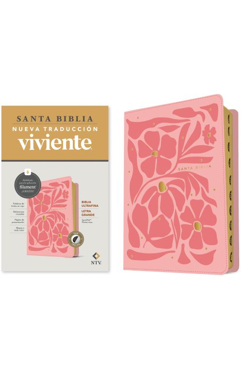 NTV Biblia Ultra Fina Letra Grande Flores rosa