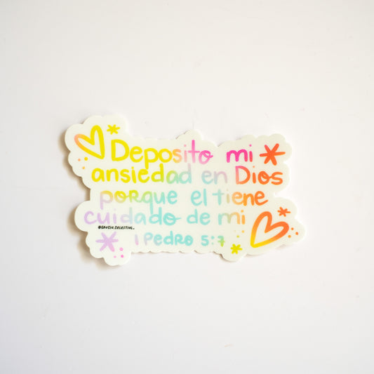 deposito mi ansiedad en dios sticker
