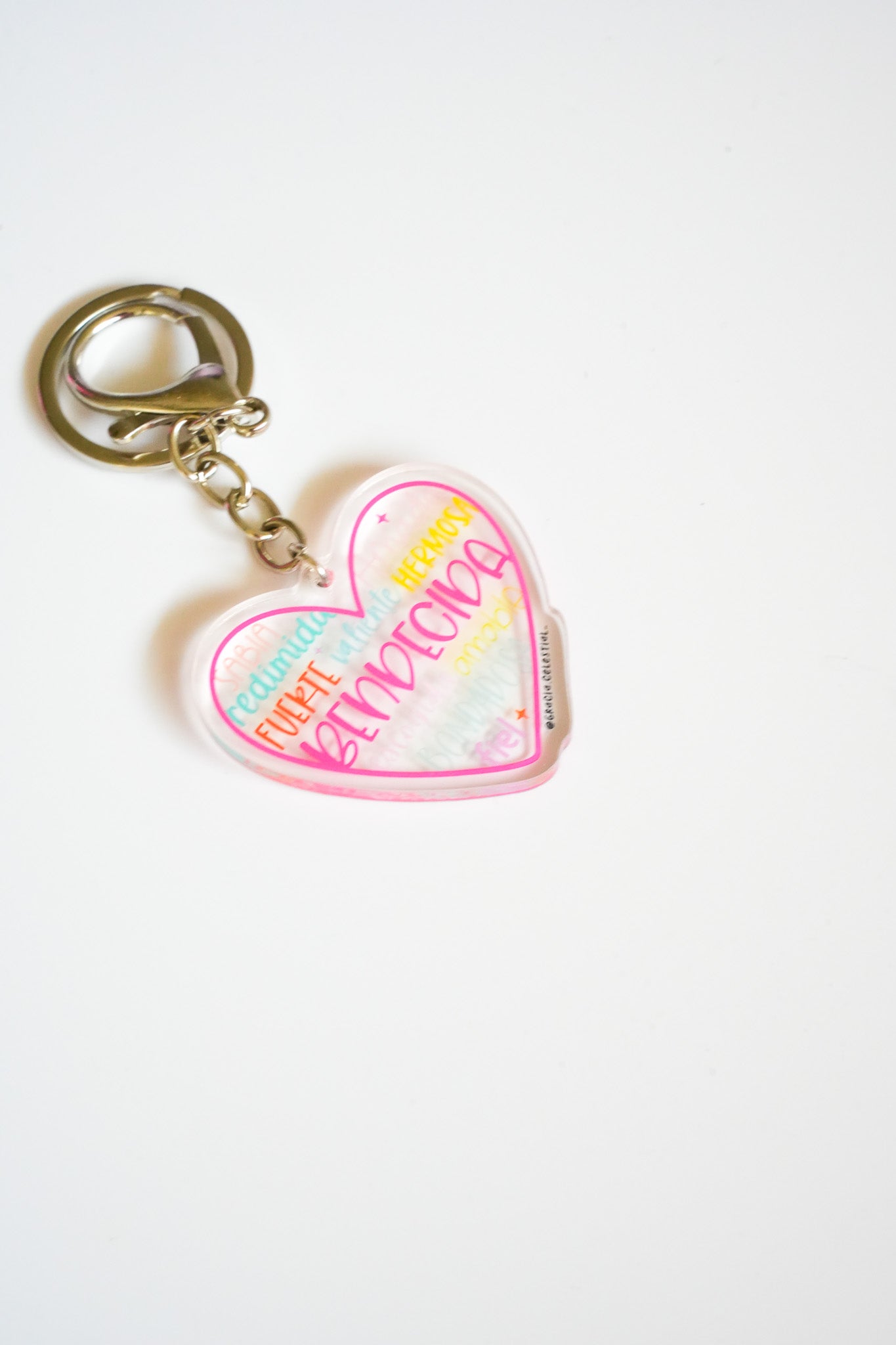 Palabras de Fe Corazón Keychains