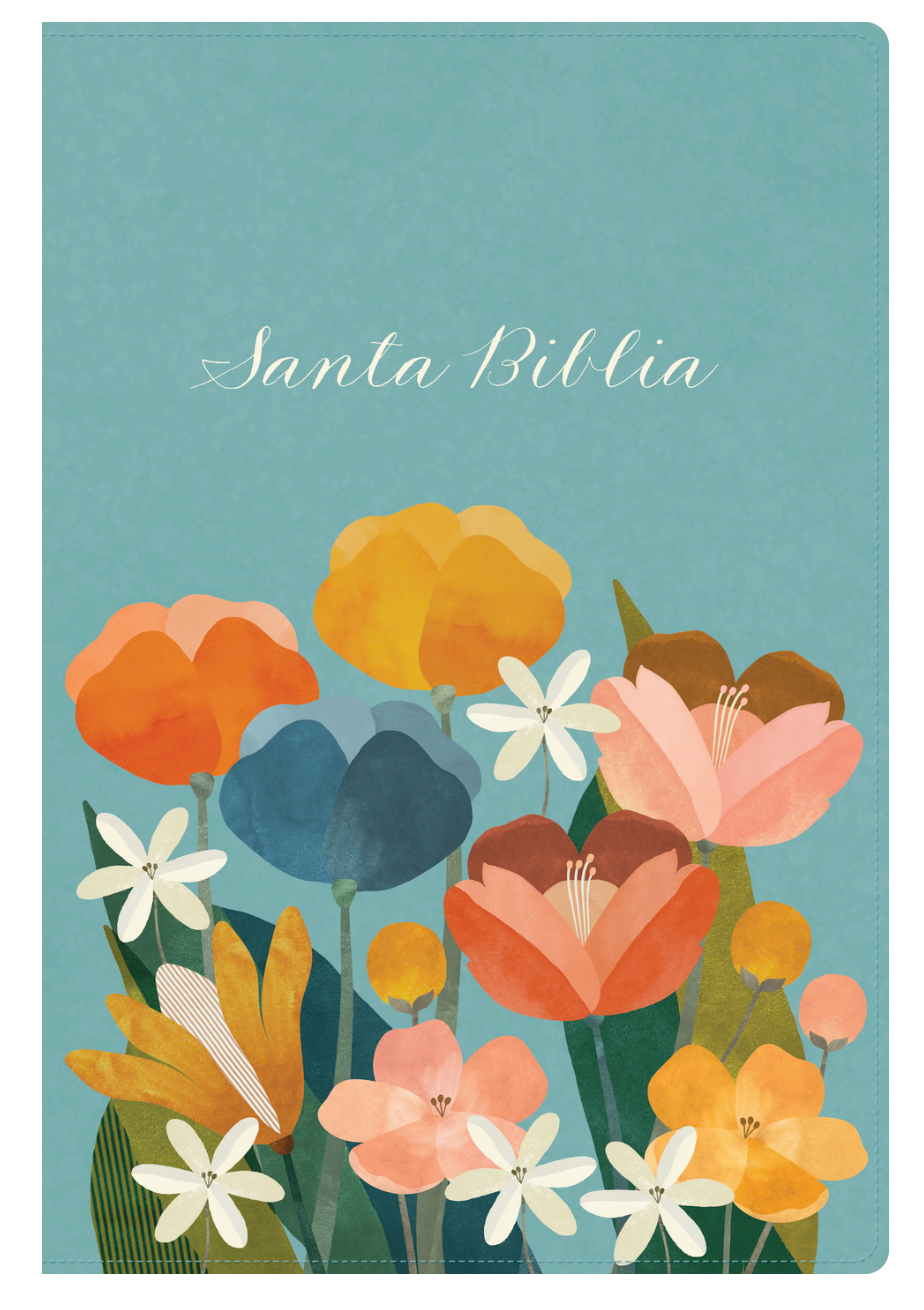 Biblia Letra Grande Tamaño Manual blue flowers RVR 1960