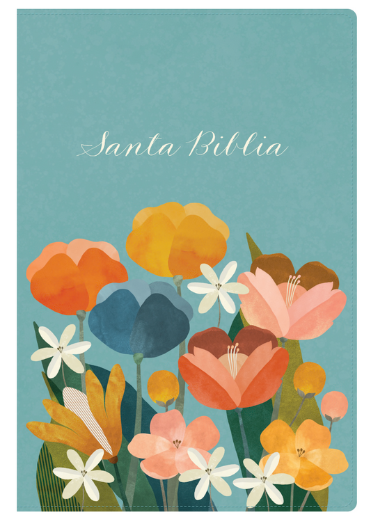 Biblia Letra Grande Tamaño Manual blue flowers RVR 1960