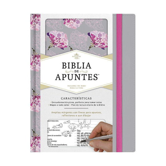 RVR 1960 Biblia de apuntes, gris y floreado tela impresa