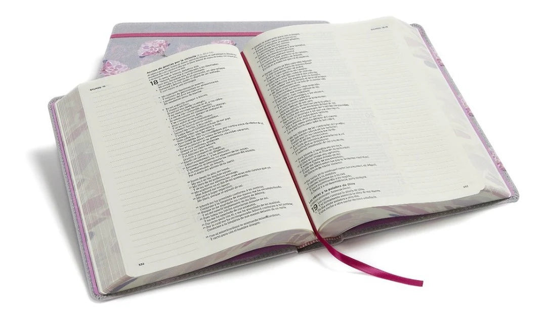 RVR 1960 Biblia de apuntes, gris y floreado tela impresa